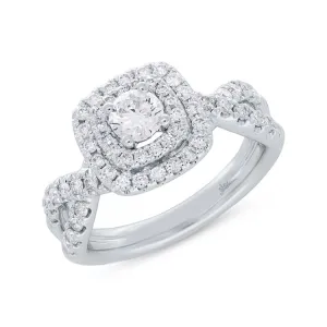 0.40ct Round Brilliant Center and 0.70ct Side 14k White Gold Diamond Engagement Ring