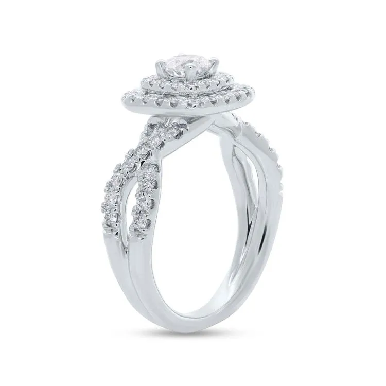 0.40ct Round Brilliant Center and 0.70ct Side 14k White Gold Diamond Engagement Ring