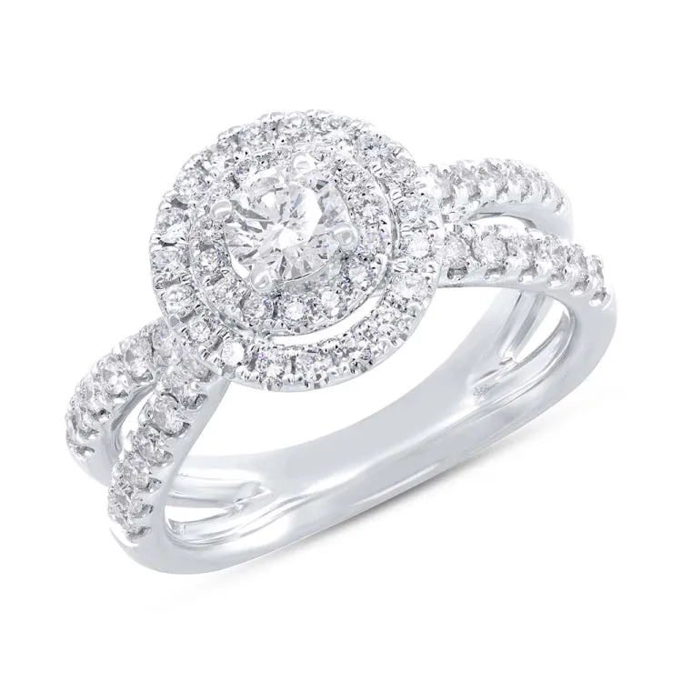 0.40ct Round Brilliant Center and 0.80ct Side 14k White Gold Diamond Engagement Ring