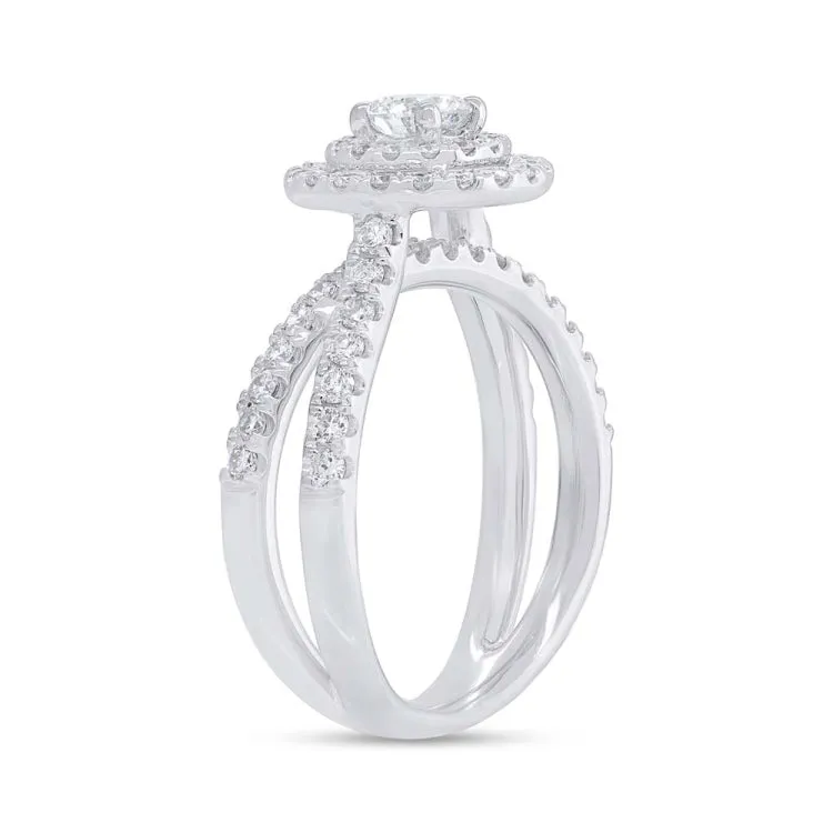 0.40ct Round Brilliant Center and 0.80ct Side 14k White Gold Diamond Engagement Ring