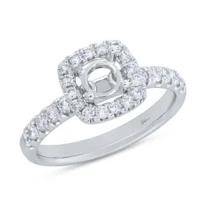 0.50ct 14k White Gold Diamond Semi-mount Ring for 0.75ct Center