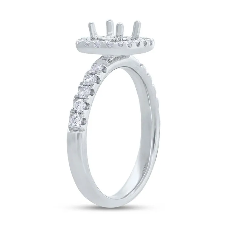 0.50ct 14k White Gold Diamond Semi-mount Ring for 0.75ct Center