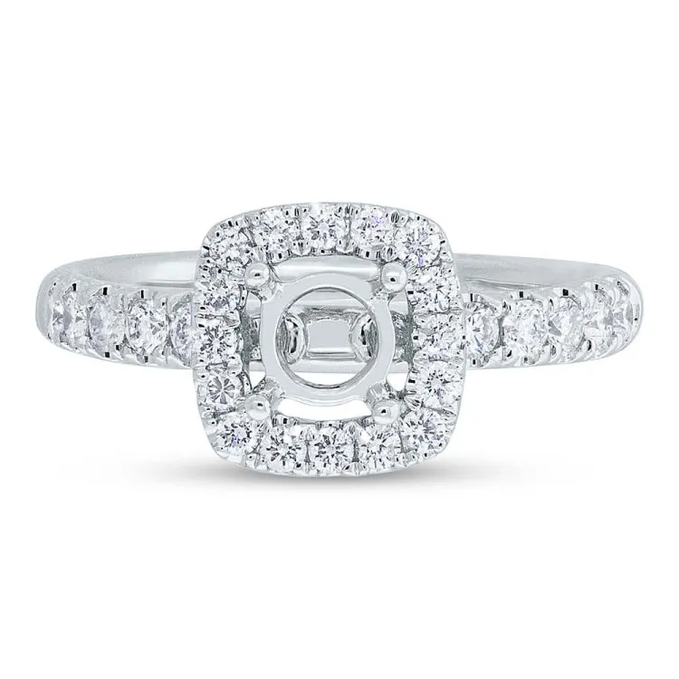 0.50ct 14k White Gold Diamond Semi-mount Ring for 0.75ct Center