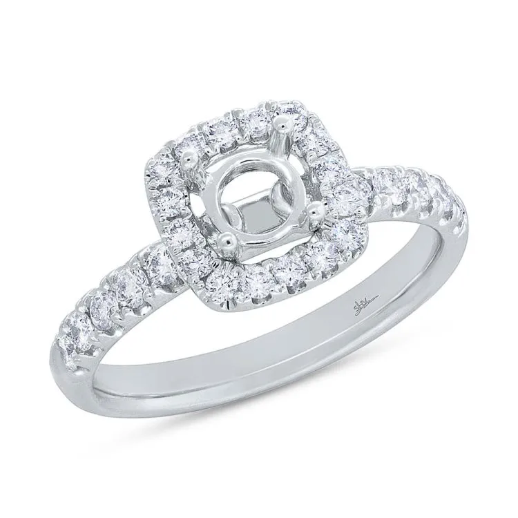 0.50ct 14k White Gold Diamond Semi-mount Ring for 0.75ct Center