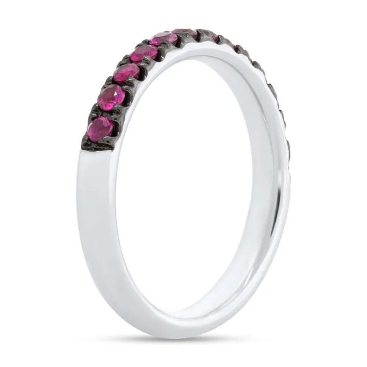 0.58ct 14k White Gold Ruby Lady's Band