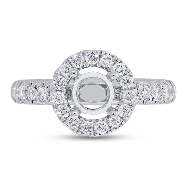 0.65ct 14k White Gold Diamond Semi-mount Ring for 1.00ct Center