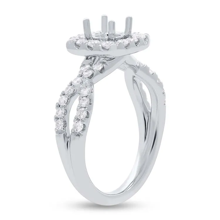 0.70ct 14k White Gold Diamond Semi-mount Ring for 0.60ct Center