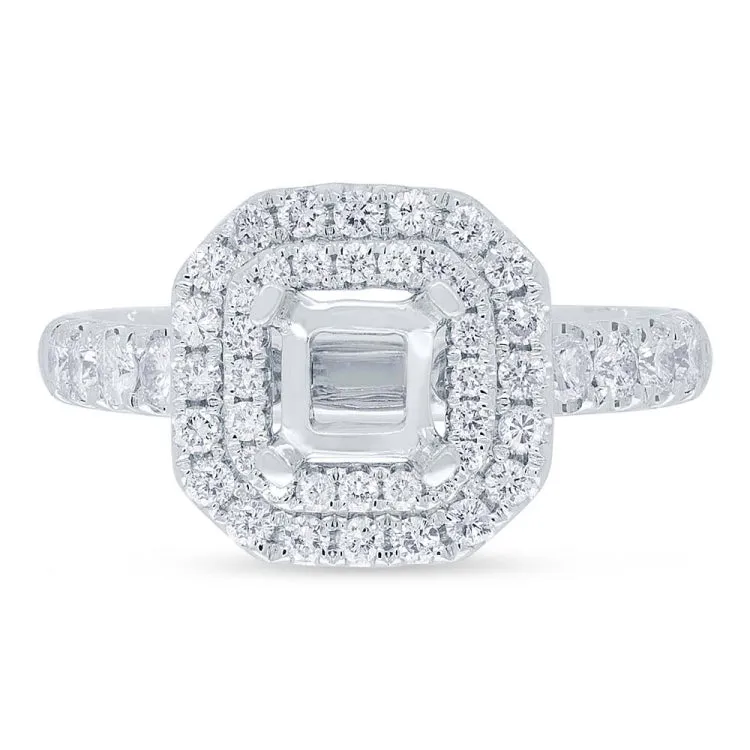 0.75ct 14k White Gold Diamond Semi-mount Ring for 5x5mm Center