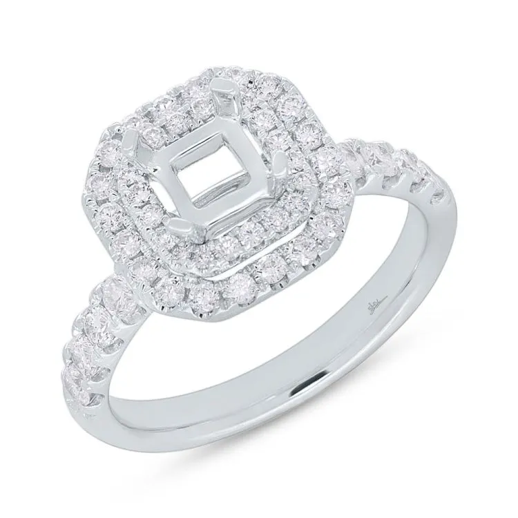 0.75ct 14k White Gold Diamond Semi-mount Ring for 5x5mm Center