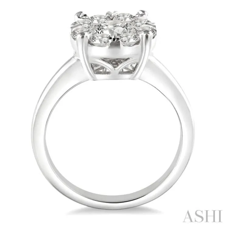 1 1/2 Ctw Lovebright Round Cut Diamond Ring in 14K White Gold