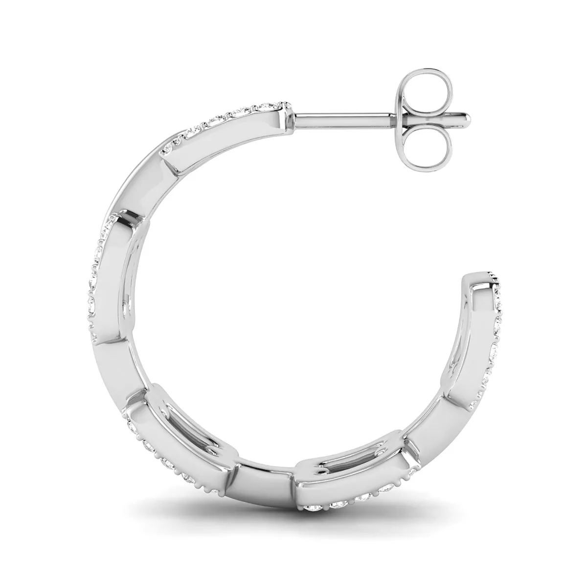 1 Carat Tw Diamond Links Hoop Earrings In 14K White Gold