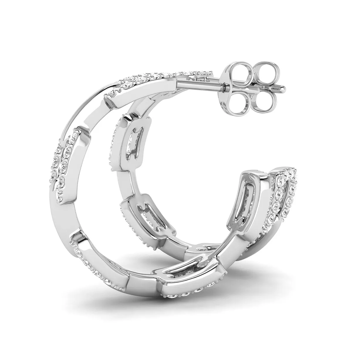 1 Carat Tw Diamond Links Hoop Earrings In 14K White Gold