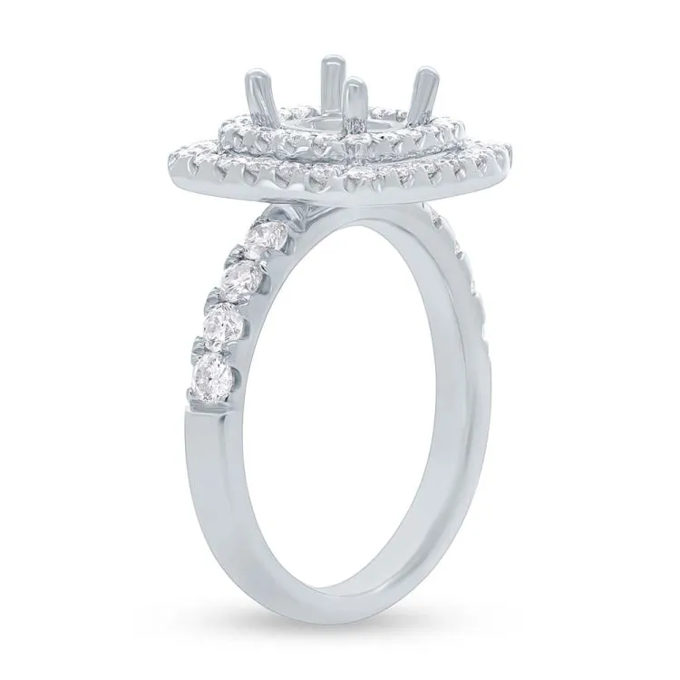 1.00ct 14k White Gold Diamond Semi-mount Ring for 1.50ct Center