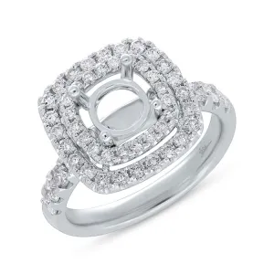 1.00ct 14k White Gold Diamond Semi-mount Ring for 1.50ct Center