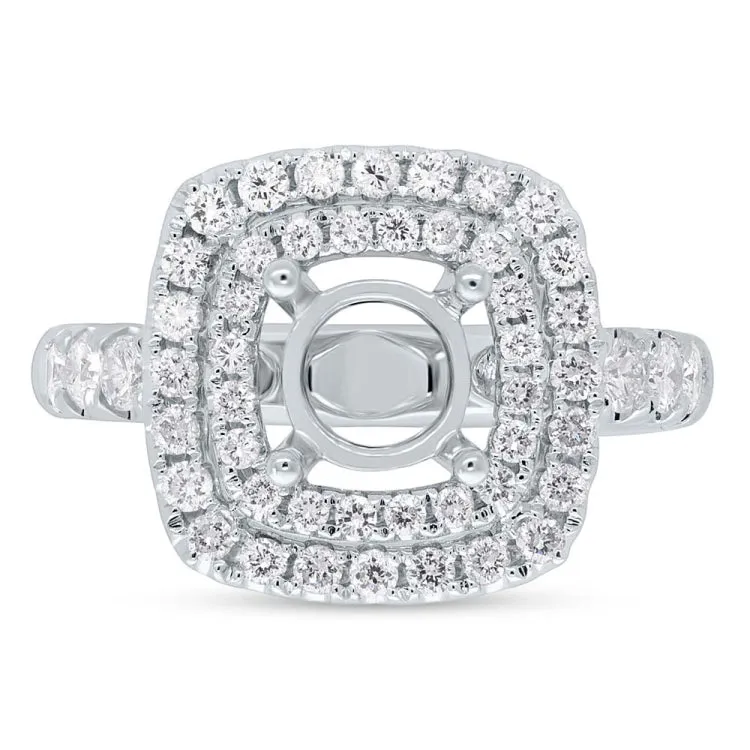 1.00ct 14k White Gold Diamond Semi-mount Ring for 1.50ct Center