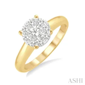 1/4 Ctw Lovebright Round Cut Diamond Ring in 14K Yellow and White Gold