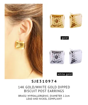 14K Gold Dipped Biscuit Post Earrings