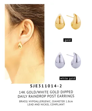 14K Gold Dipped Daily Raindrop Post Earrings