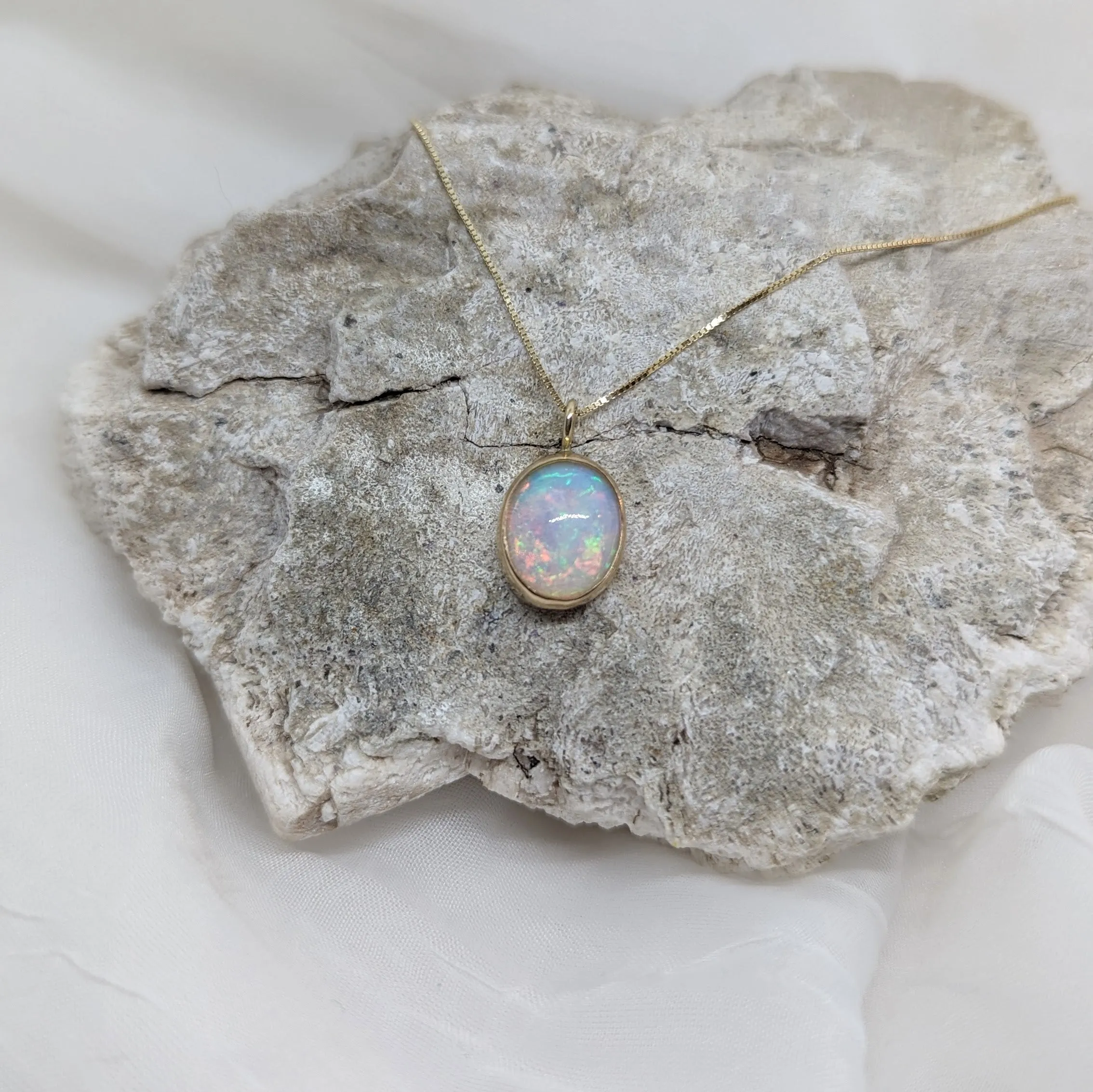 14K Gold Opal Necklace