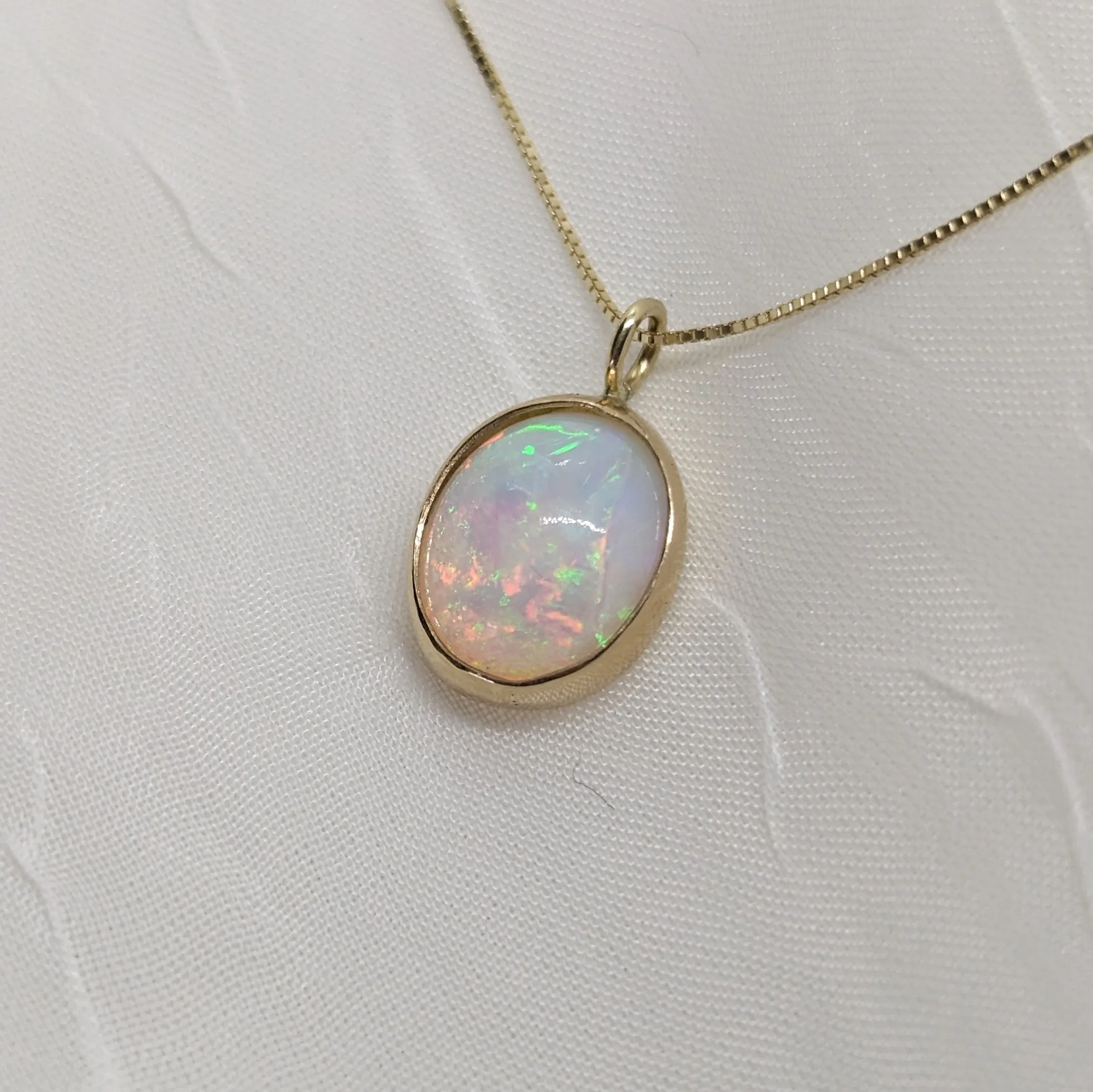 14K Gold Opal Necklace