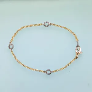 14K Gold Rope Station Bracelet with 3 Links