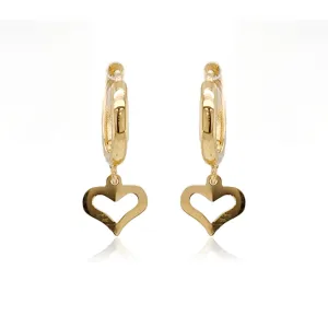 14k Gold Small Open Heart on Hoop Children's Earring