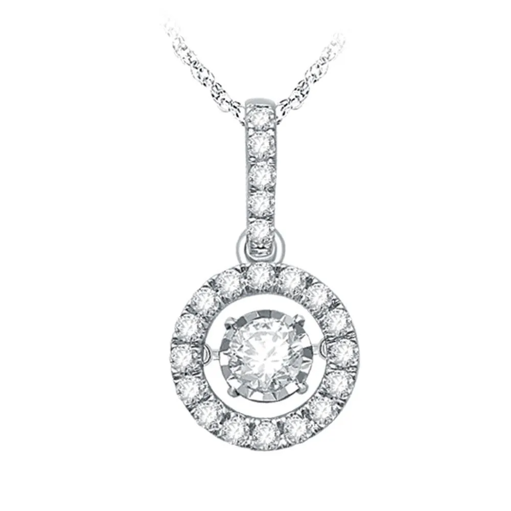 14K White Gold 9/10 Ct.Tw. Moving Diamond Fashion Pendant