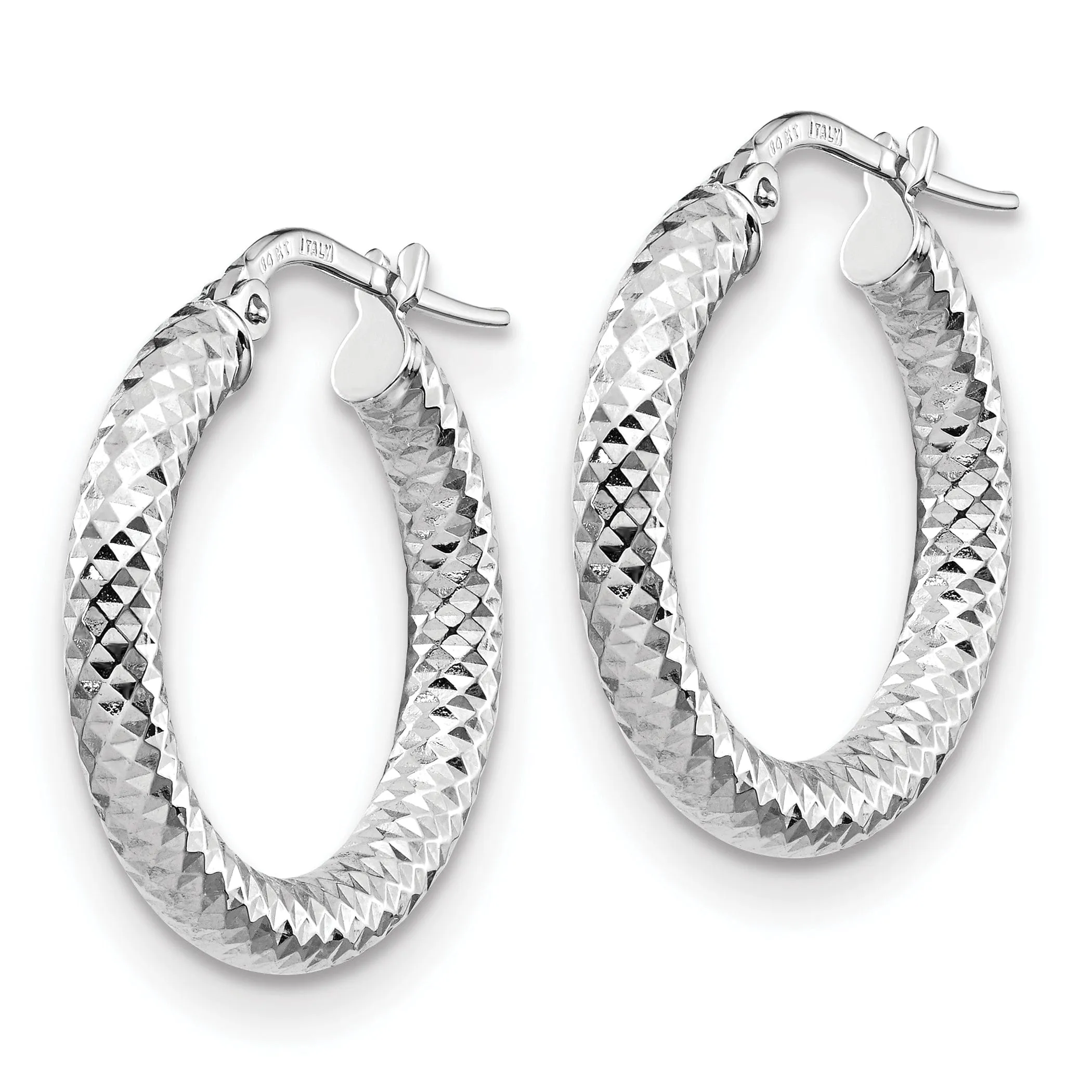 14k White Gold D.C Round Hoop Earrings