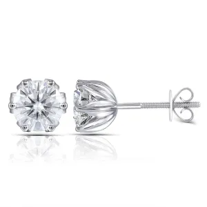 14k White Gold Flower Moissanite Earrings 2ctw