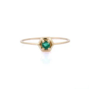 14K Yellow Gold Emerald Birthstone Ring