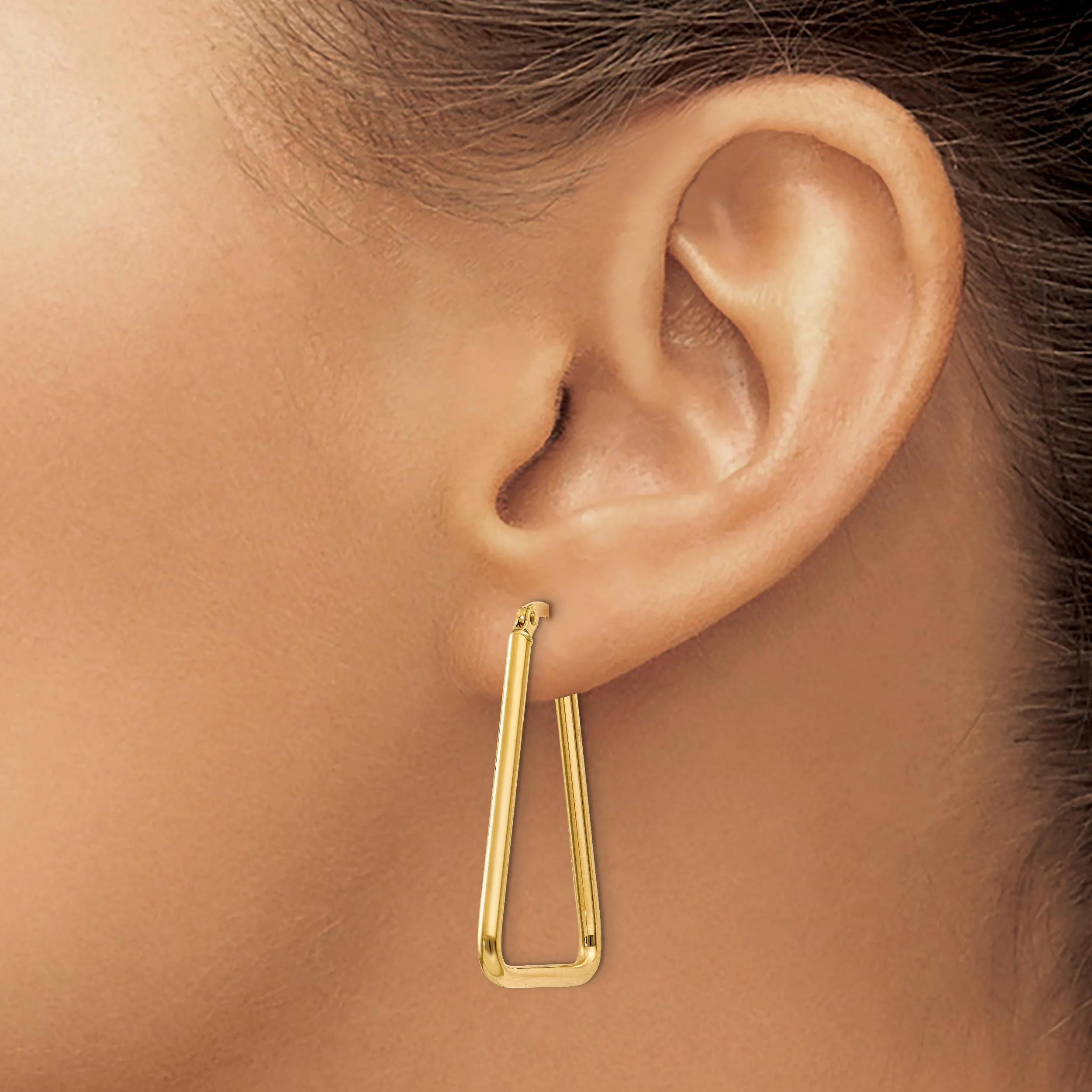 14k Yellow Gold Geometric Shape Hoop Earrings