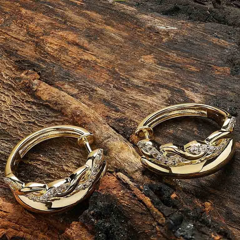 14kt Gold Vermeil White Sapphire Celtic Hoop Earrings