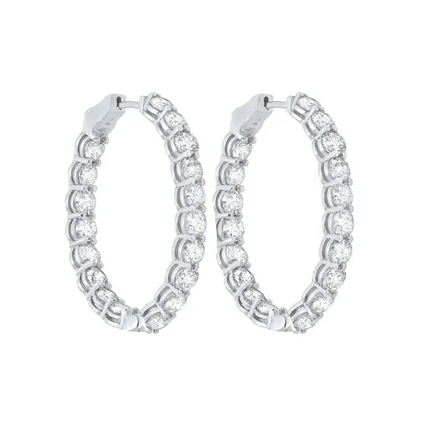 14KT White Gold & Diamond Classic Book Hoop Fashion Earrings  - 11 ctw