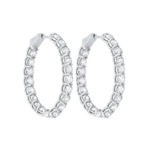 14KT White Gold & Diamond Classic Book Hoop Fashion Earrings  - 11 ctw