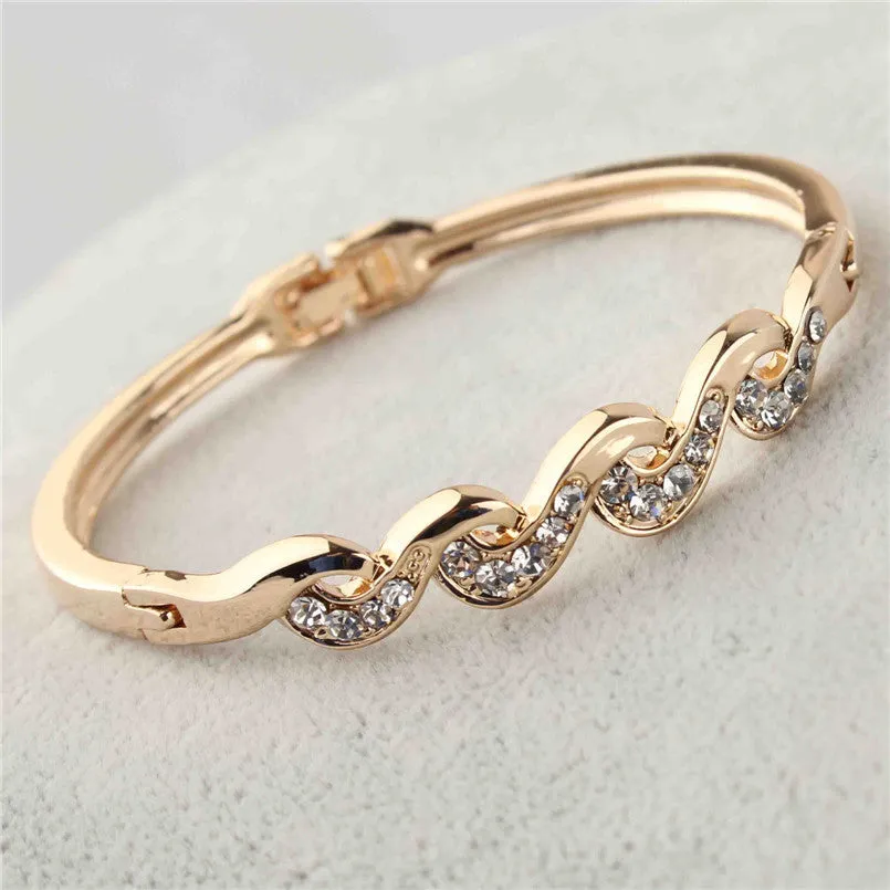 18k Gold Plated Clear Austrian Crystal Bracelets & Bangles Gift Jewelry