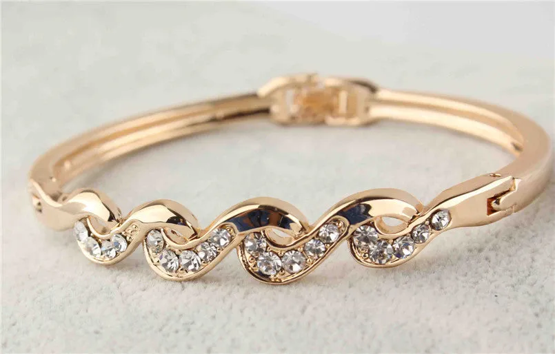 18k Gold Plated Clear Austrian Crystal Bracelets & Bangles Gift Jewelry