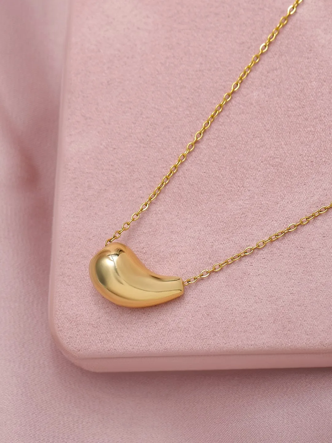 18K Gold Plated Stainless Steel Tarnish-Free Waterproof Teardrop Pendant Necklace