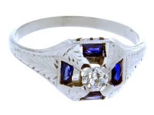 1920s Diamond & Sapphire Engagement Ring