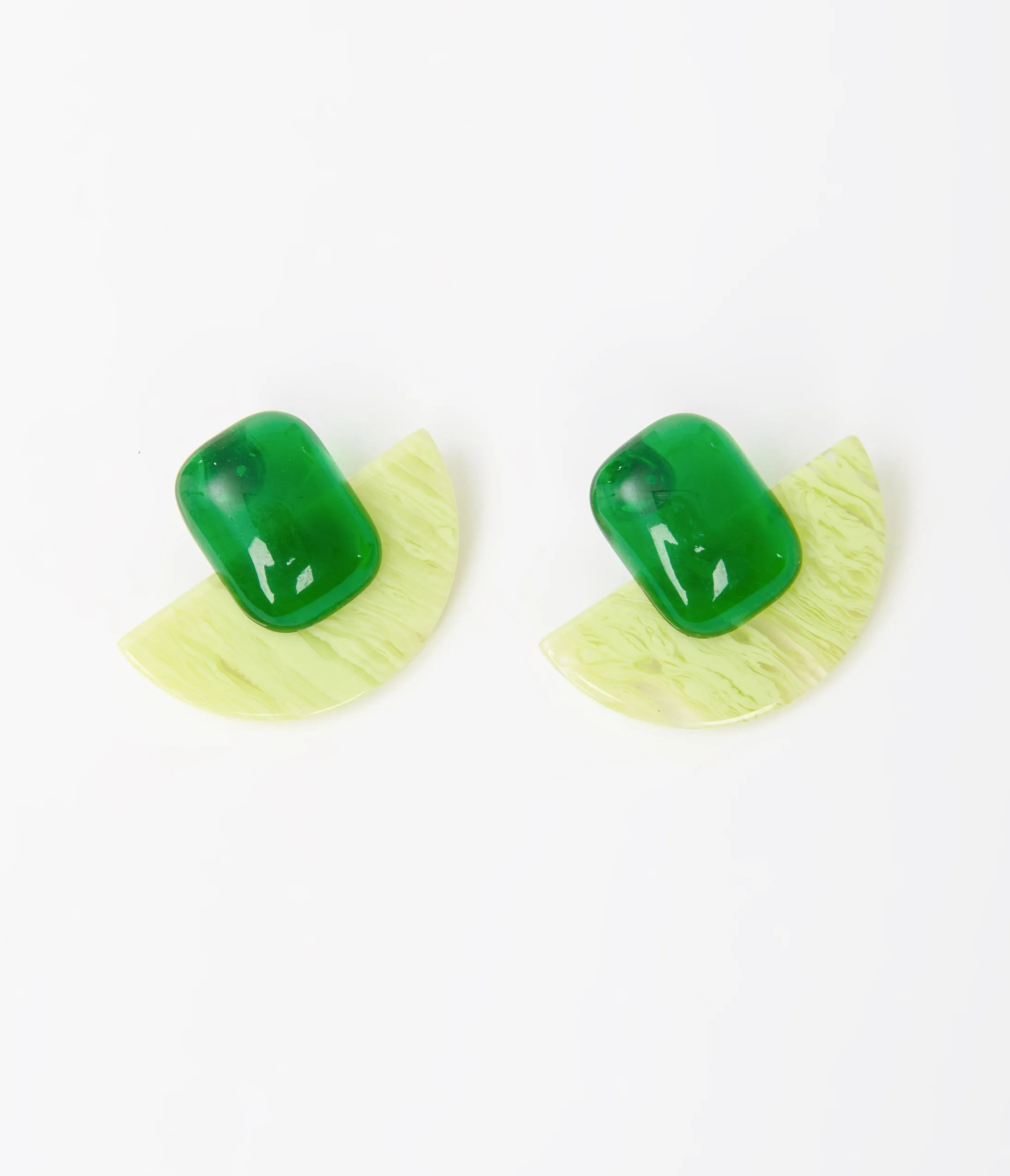 1960s Green Geometric Earrings