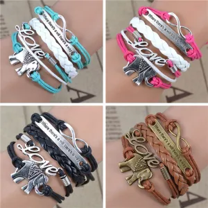 2017 male female Bracelets & bangles Infinity Elephant Love manual multilayer bracelet and retro