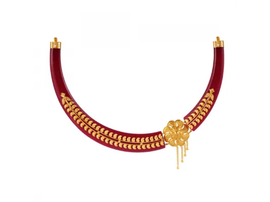 22k Red Pola Floral Stud Necklace