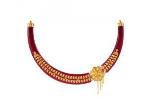 22k Red Pola Floral Stud Necklace