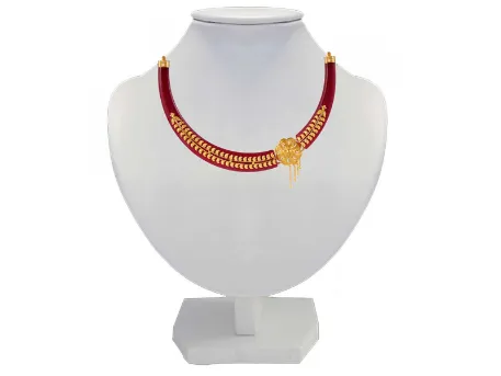 22k Red Pola Floral Stud Necklace