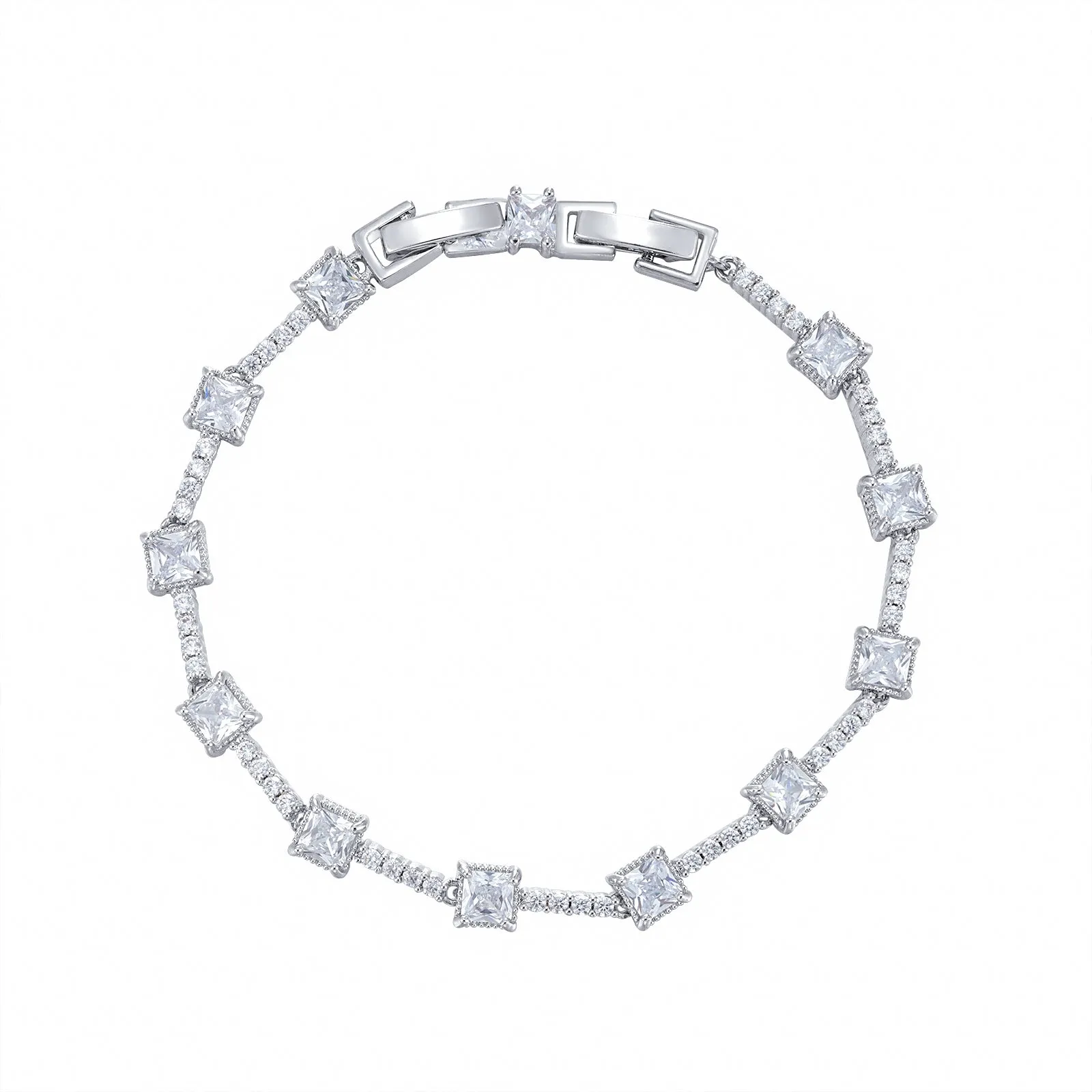 5A Cubic Zirconia Silver Bracelet Chains Simple for Women CK10140