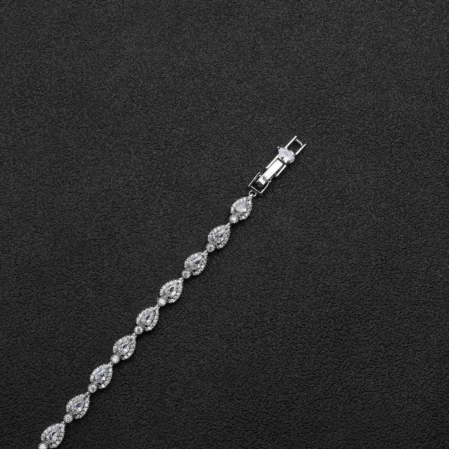 5A Cubic Zirconia Silver Bracelet Chains Simple for Women CK10142