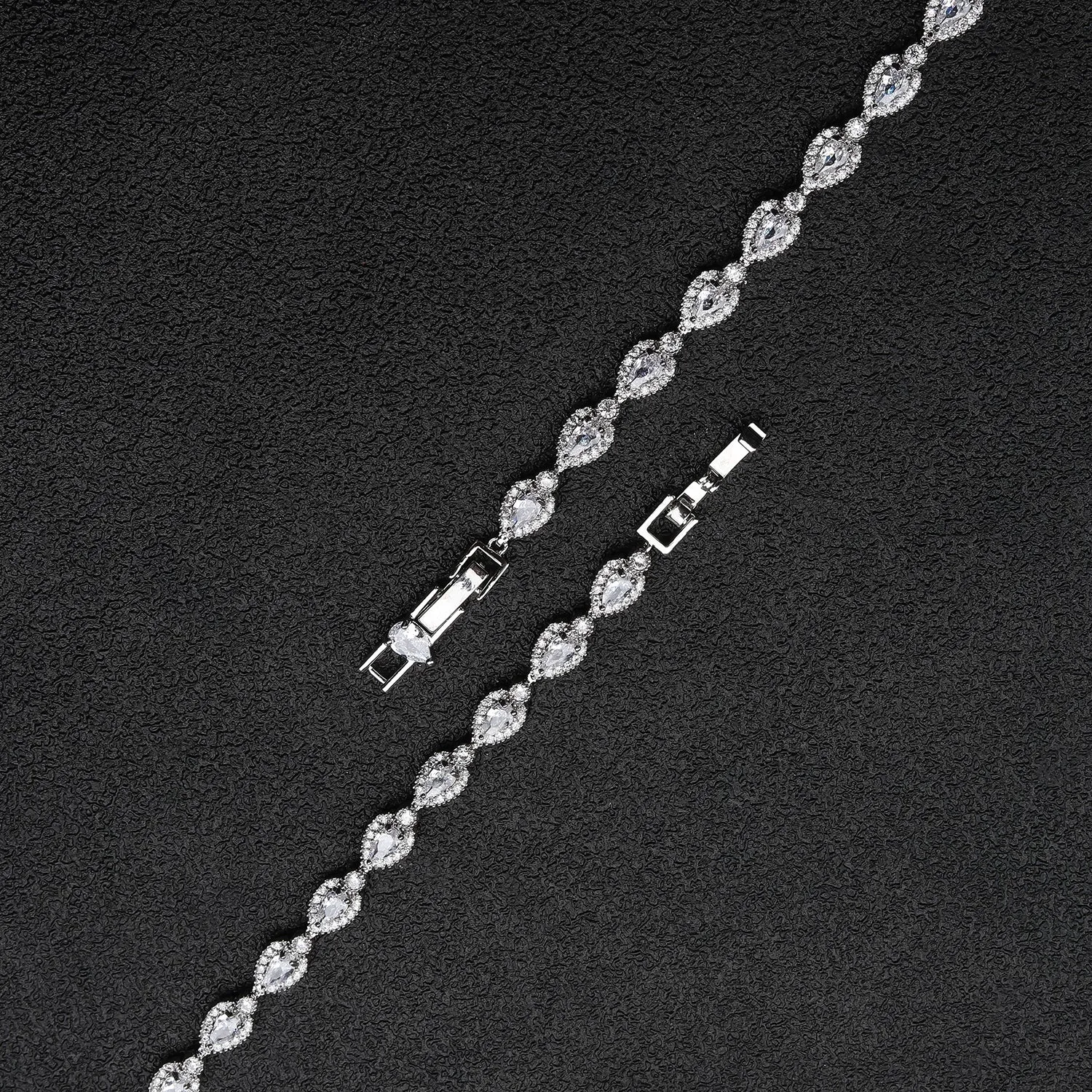 5A Cubic Zirconia Silver Bracelet Chains Simple for Women CK10142