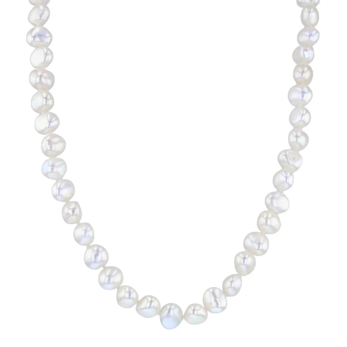 6.5-7mm White Baroque Freshwater Pearl 18" Necklace | Sterling Silver Magnetic Clasp