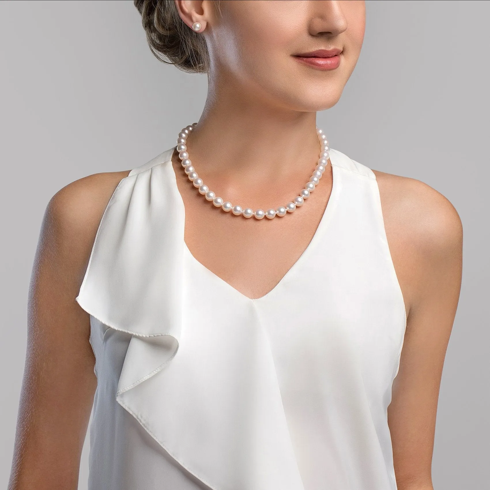 8.5-9.5mm White Freshwater Pearl Necklace - AAA Quality