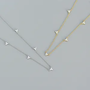 925 Sterling Silver Luxurious Round Geometric Silver Diamond Inlay Necklaces