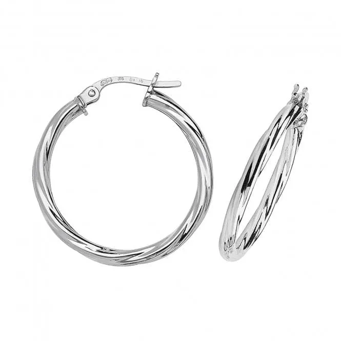 9ct White Gold 20mm Hoop Earrings ER350W